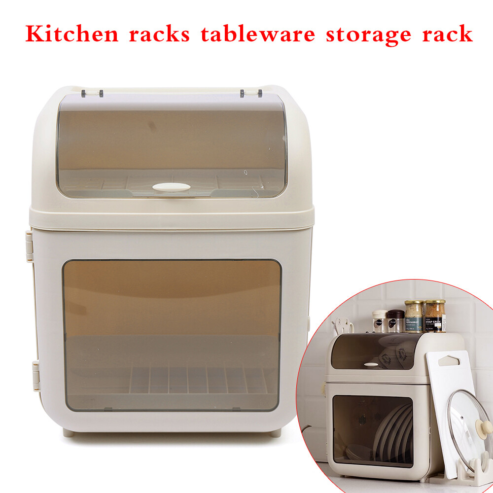 2-Tier Storage Box Dish Holder Tableware Organizer Dish Drying Rack Kitchen Tool