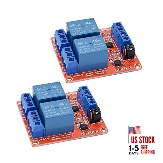 [2-Pack] DC 5V Relay Module 2-Channel Relay Switch with Optocoupler 2CH-5V-2