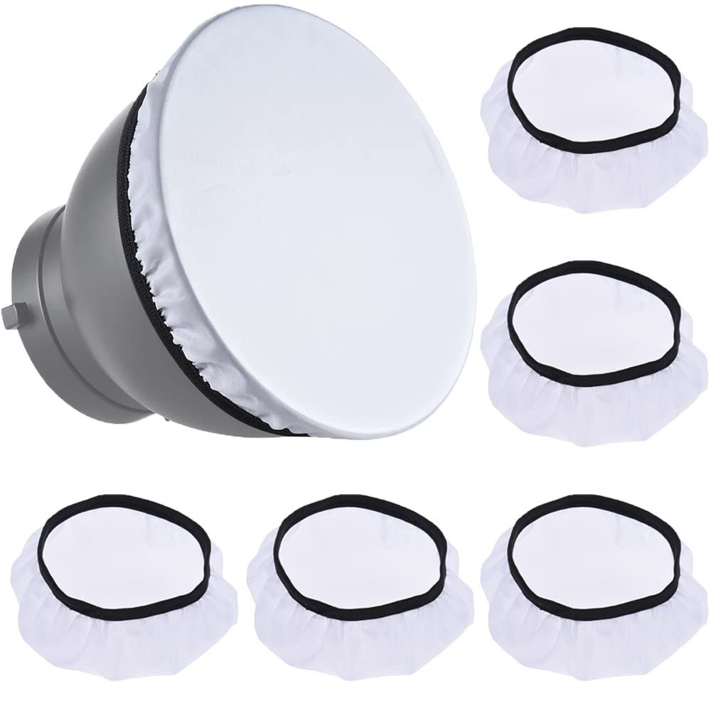5-Pack 7 Inch Diffuser Light Sock Cloth White for Studio Strobe Reflector