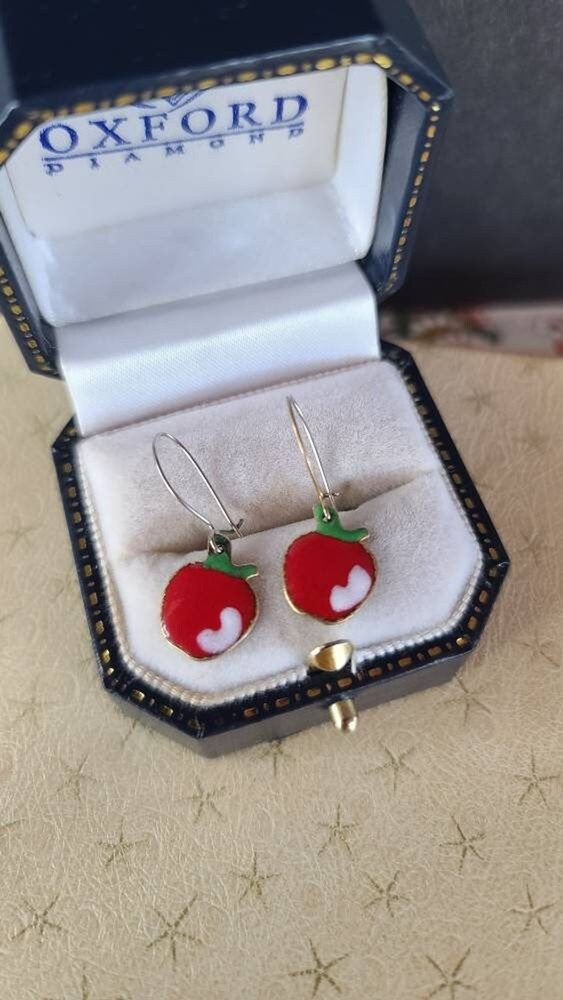 Enamel Apple Dangling Earrings