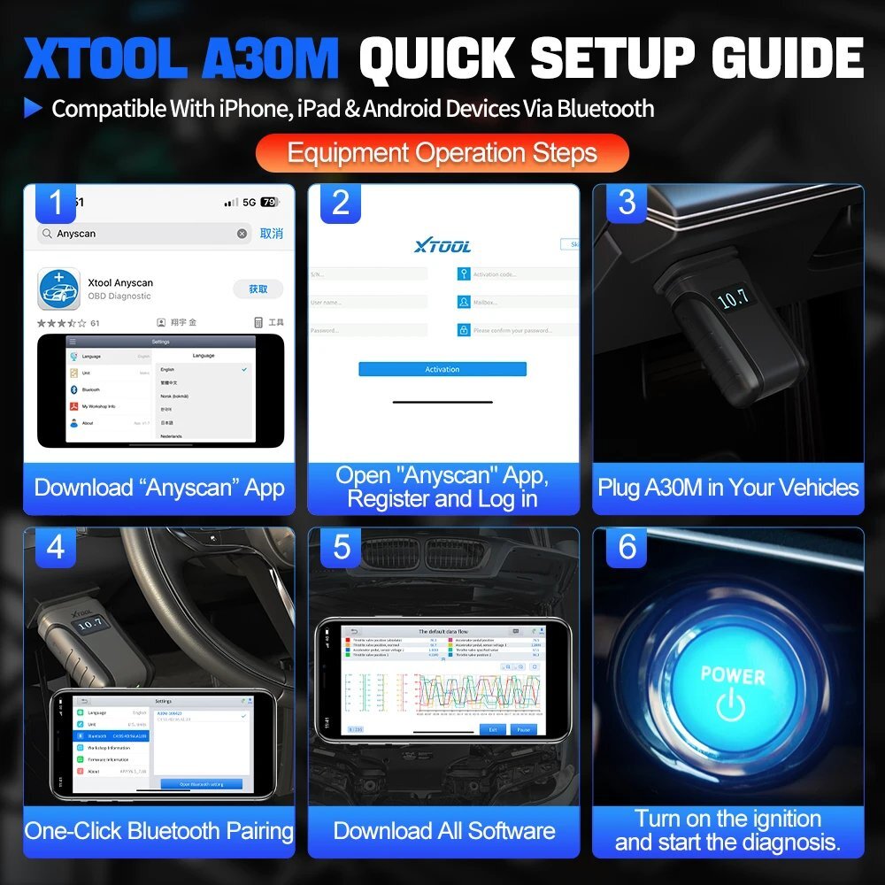 2026 XTOOL A30M V2.0 Bluetooth Bidirectional OBD2 Scanner Full Diagnostic Tool