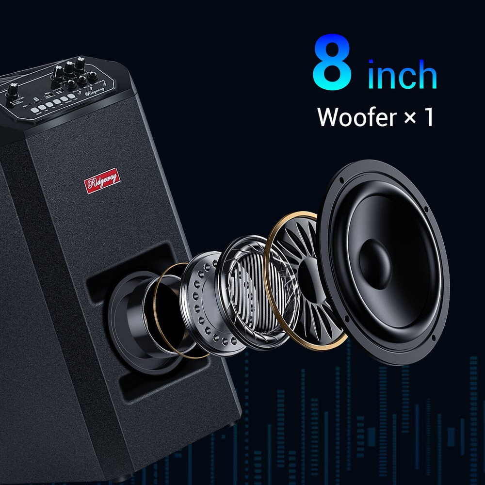 5000W 8"Portable Bluetooth Line Array DJ/PA Speaker System w/2 Wireless Microphe