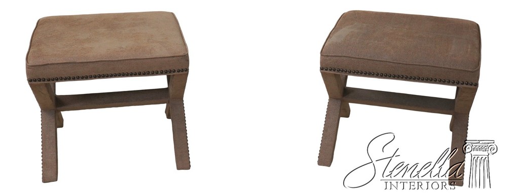 F70563: Pair SAFAVIA Modern X Form Upholstered Bench Stools