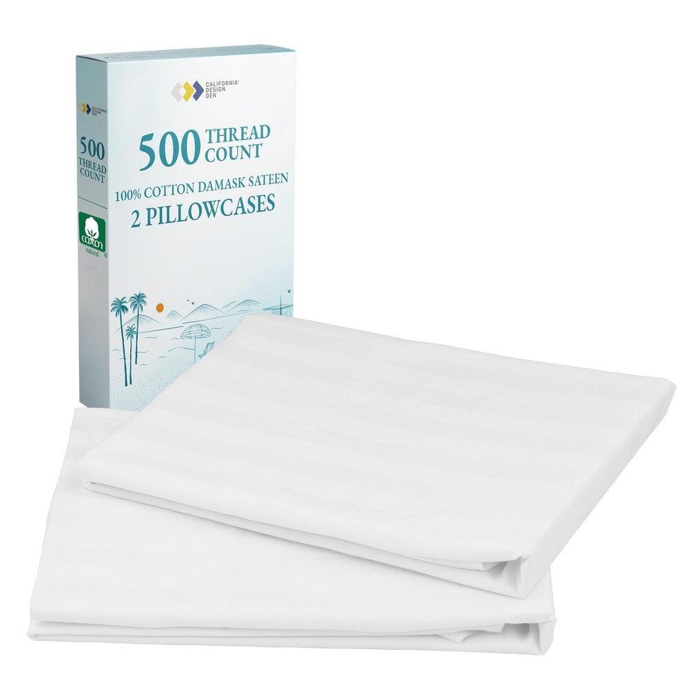 Soft & Silky 500 Thread Count 100% Cotton is Cool & Smooth, 2 White Standard ...