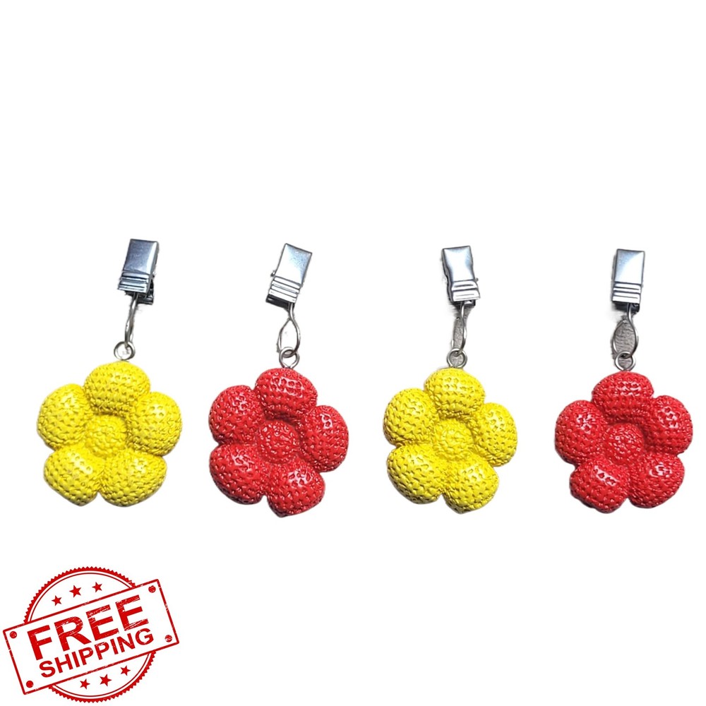 TwoFish 4 Pc Flower Resin Tablecloth Weights Clips