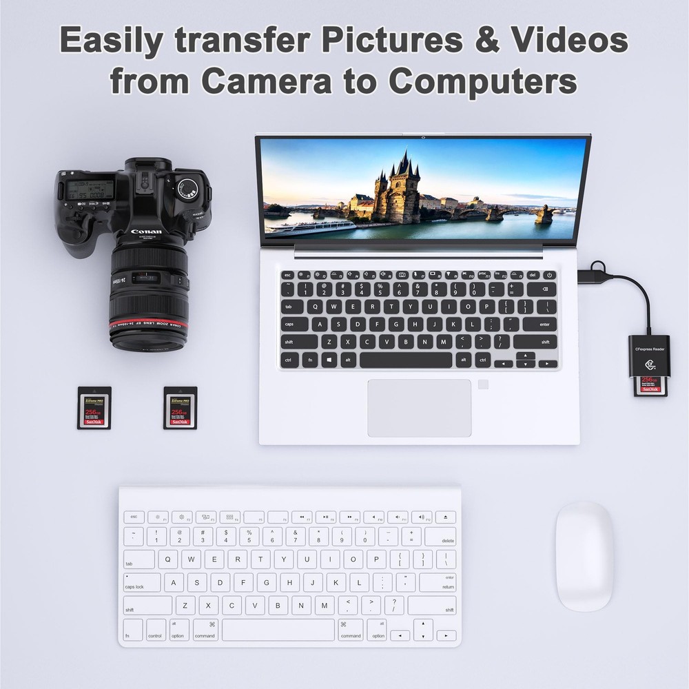 CF Express Type B Card Reader with USB 3.2 (Gen 2) 10Gbps, USB-C & Black