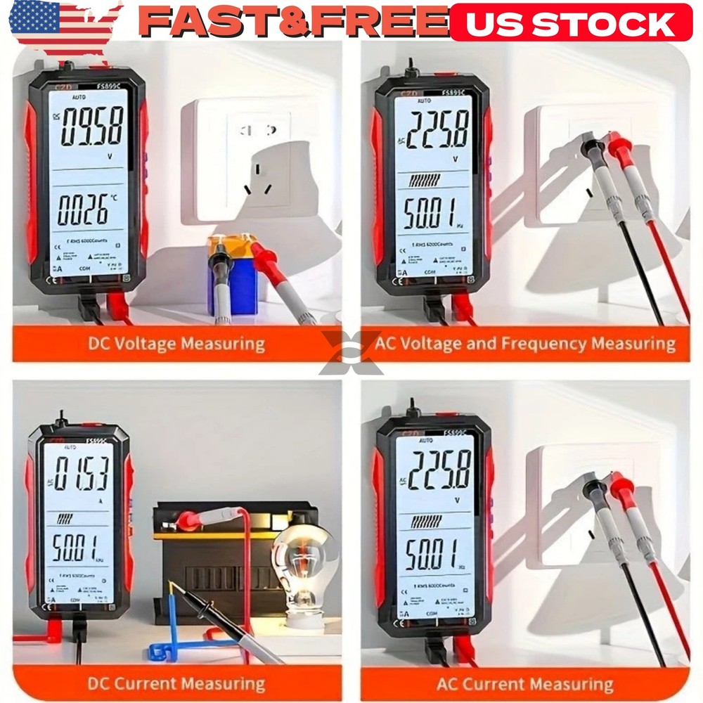 New Rechargeable Digital Multimeter FS899C - Electrical & NCV Testing US