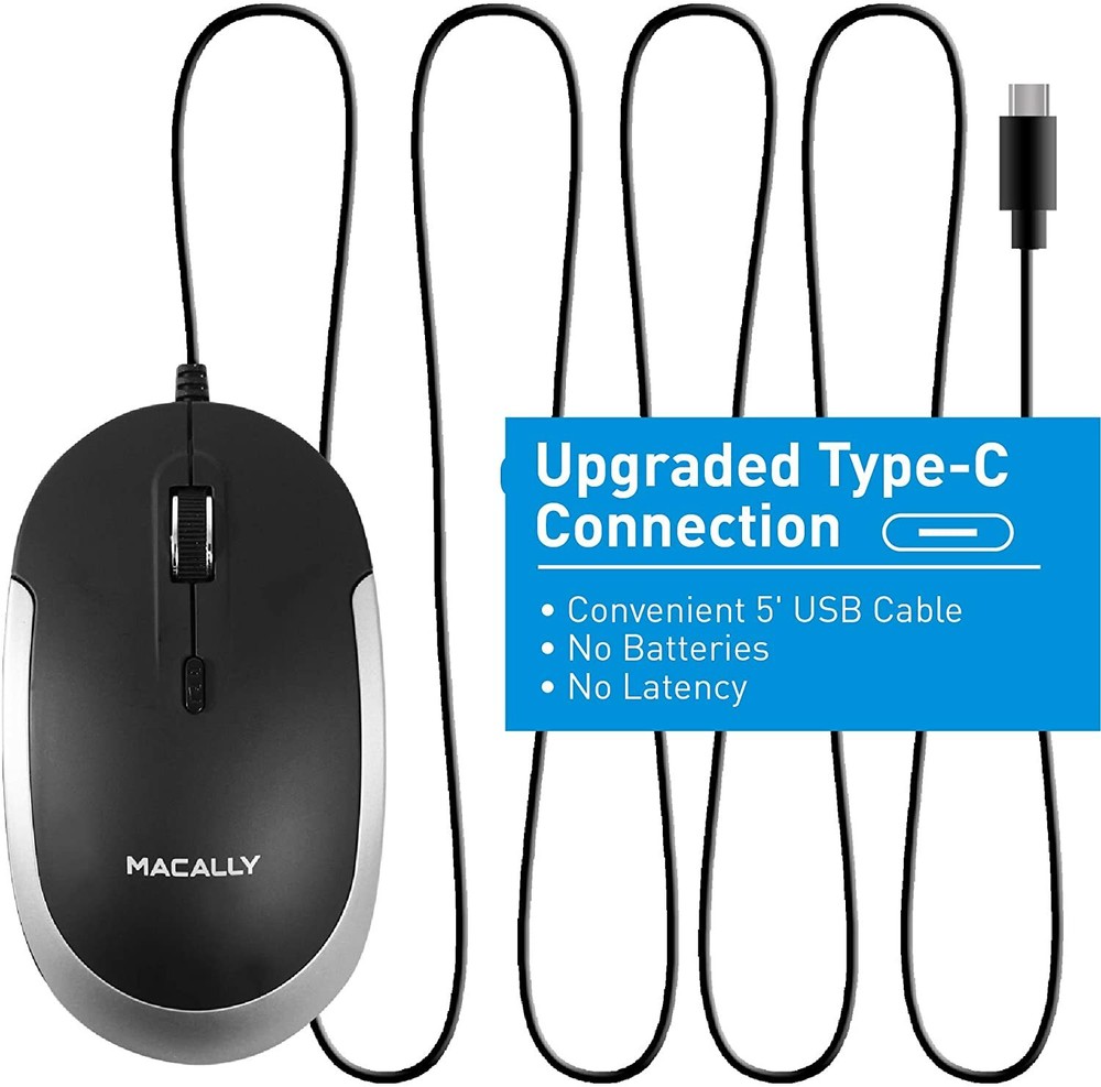 Macally USB Type C Mouse - Slim for MacBook Pro iMac PC etc