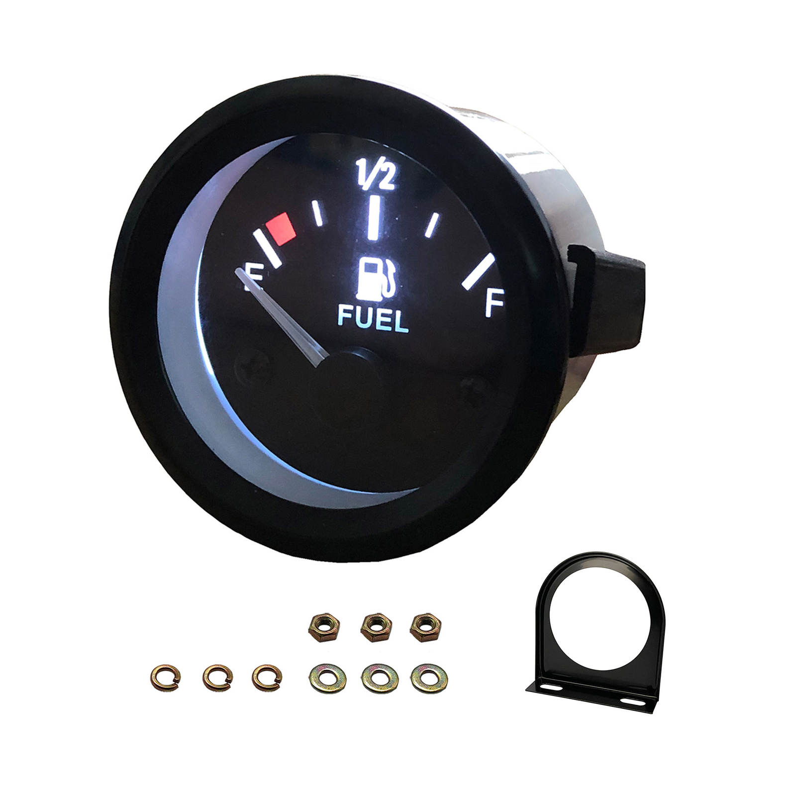 2" Universal Fuel Level Gauge E-1/2-F Pointer 52mm Fuel Tank Meter LED 12V
