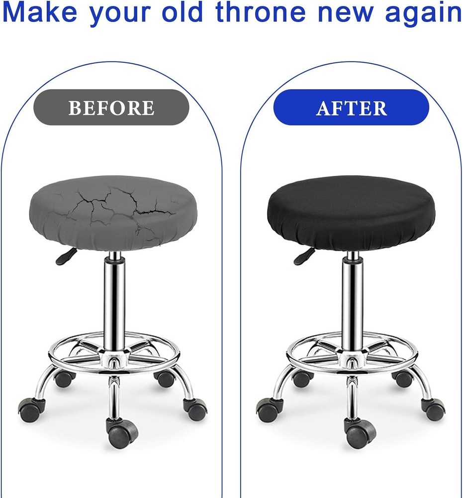 2 Pcs Bar Stool Covers Black Round High Elastic Bar Stool Covers Soft Stool