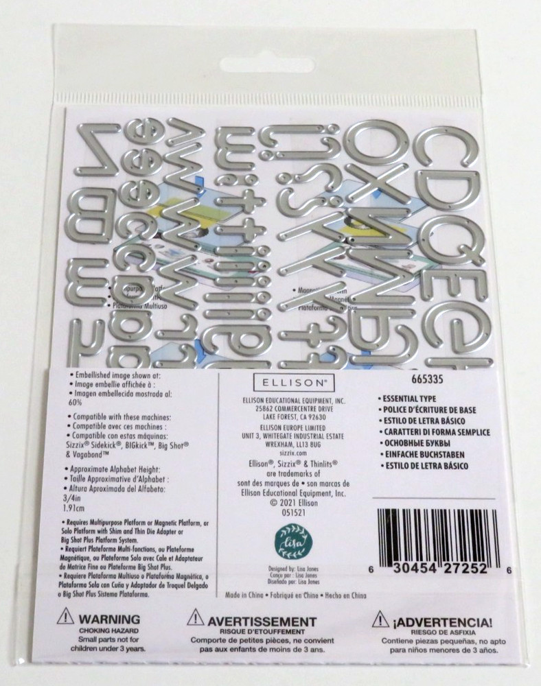 NEW Sizzix ESSENTIAL TYPE Thinlits Dies 665335 UPPER & LOWER ALPHABET SET Multi