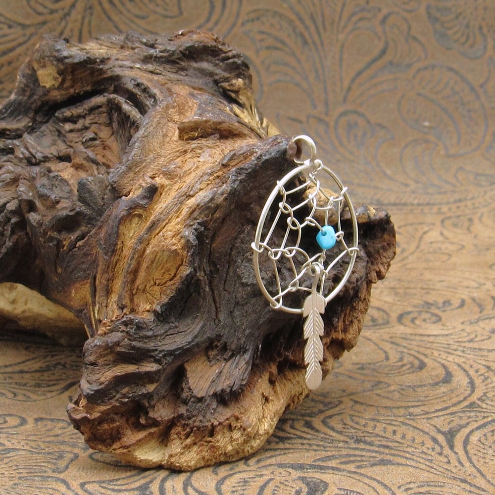 Sterling Silver Turquoise Dreamcatcher Pendant