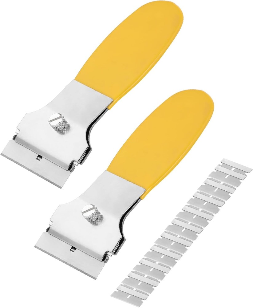 Bates- Razor Blade Scraper Set, 2 Pack, Yellow, Locking Razor Scraper Set with