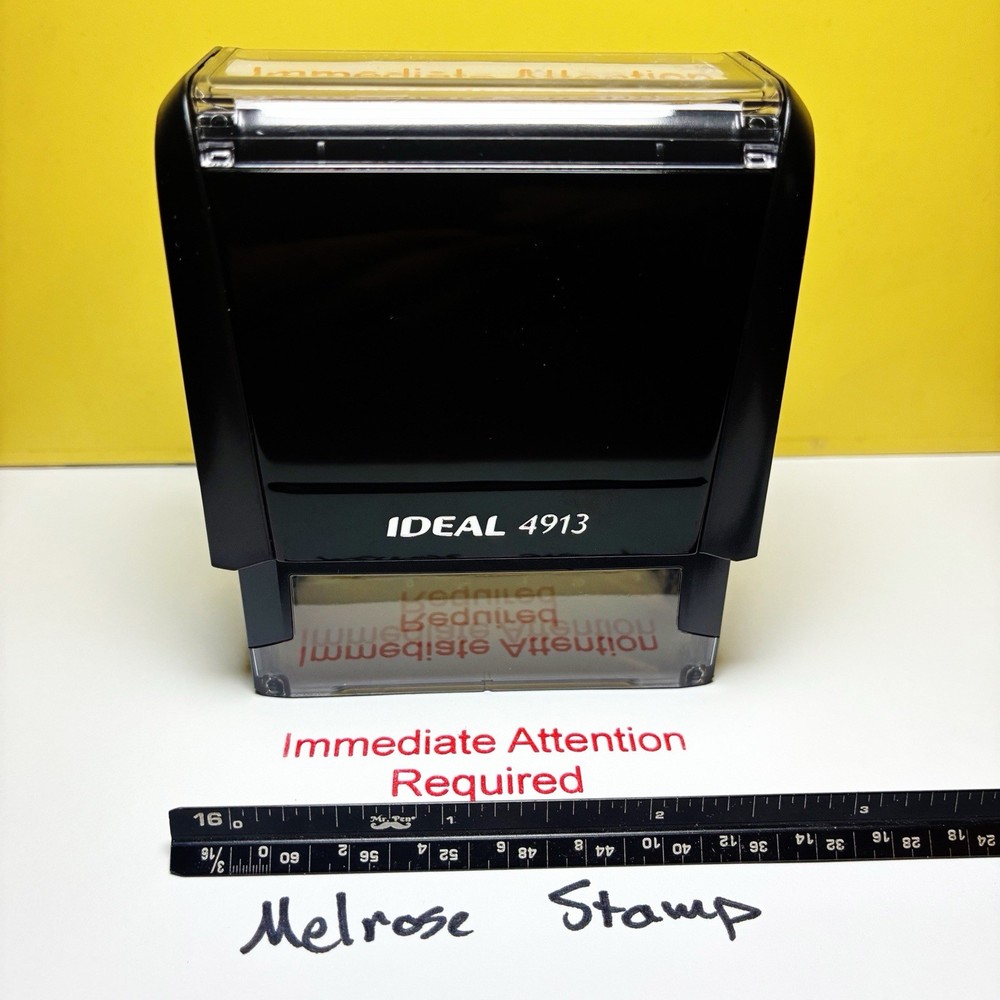Immediate Attention Required Rubber Stamp Red Ink Self Inking Ideal 4913