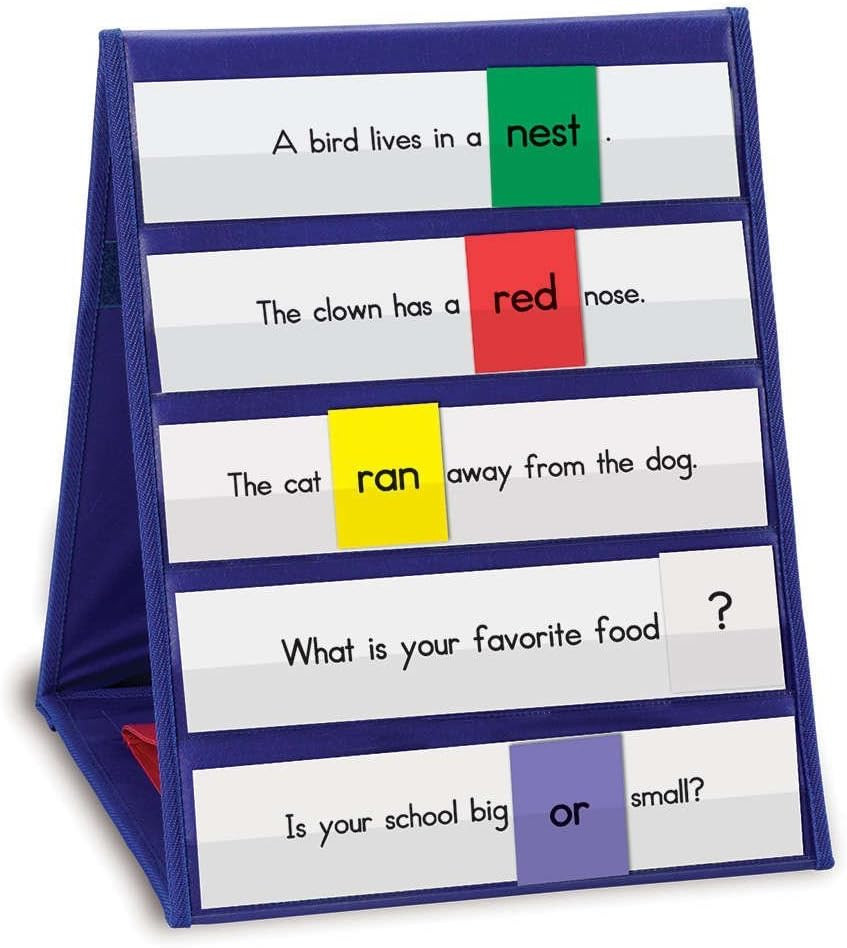 Double-Sided Tabletop Pocket Chart - Small Pocket Chart for Classroom, Table Top
