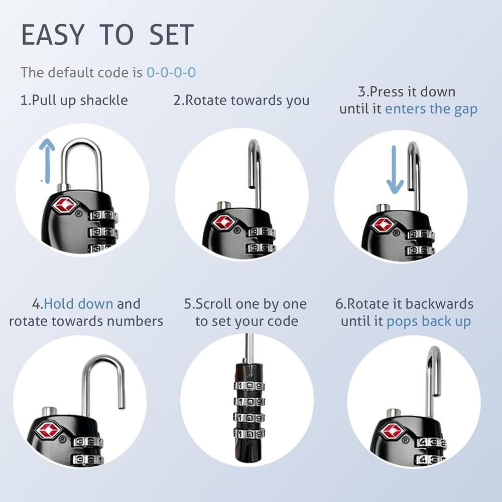 Compact 2-Pack TSA Approved Locks - Durable Security for Travel and Gun Cases