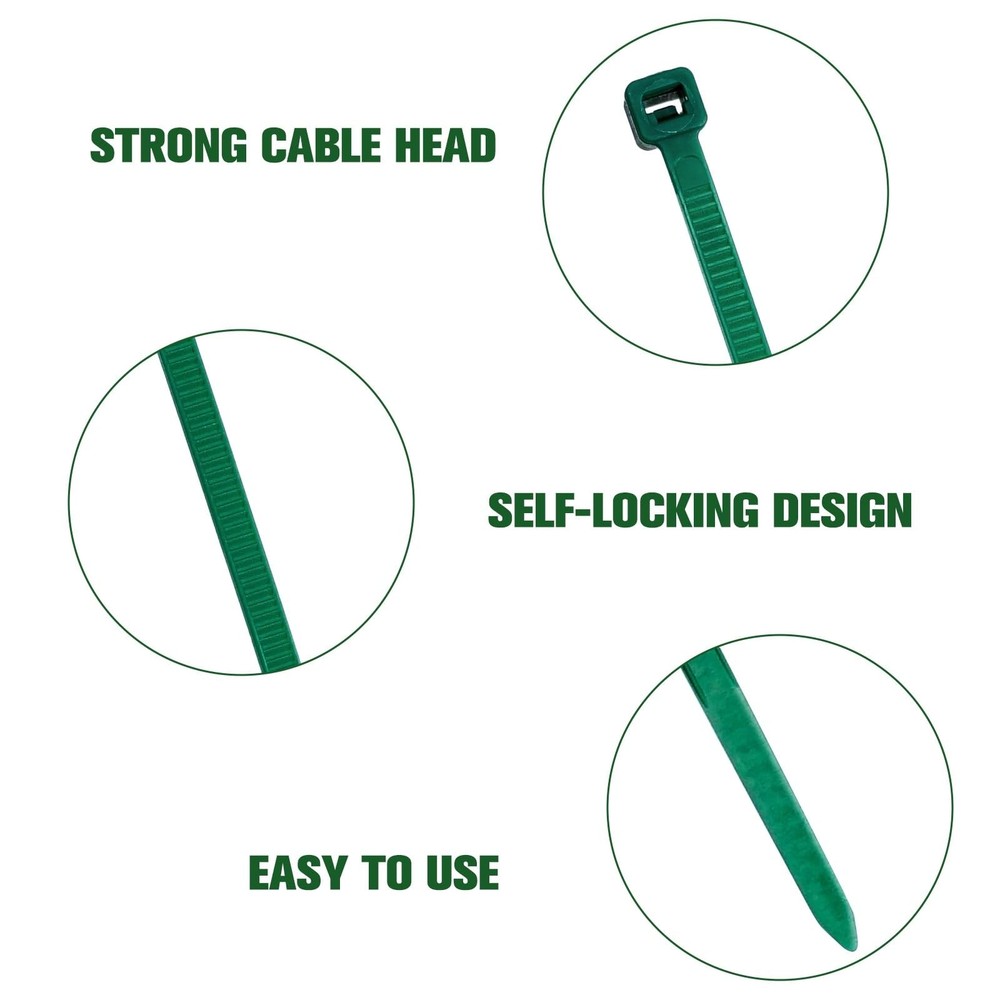 Green Cable Ties Assorted Sizes 4+6+8+12 In 400 Pack Zip