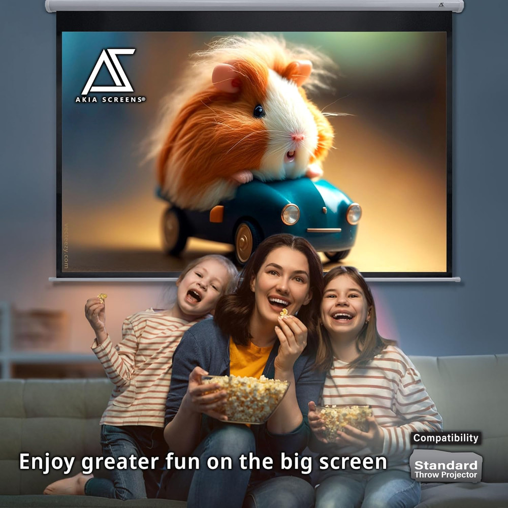 110 inch Pull Down Projector Screen Manual B 4:3 8K 4K HD 3D Ceiling Wall Mo...