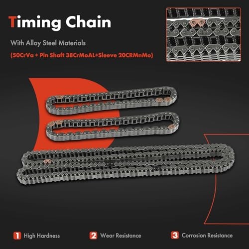14PCS Engine Timing Chain Kit W/Sprocket & Tensioner & Guide Compatible with