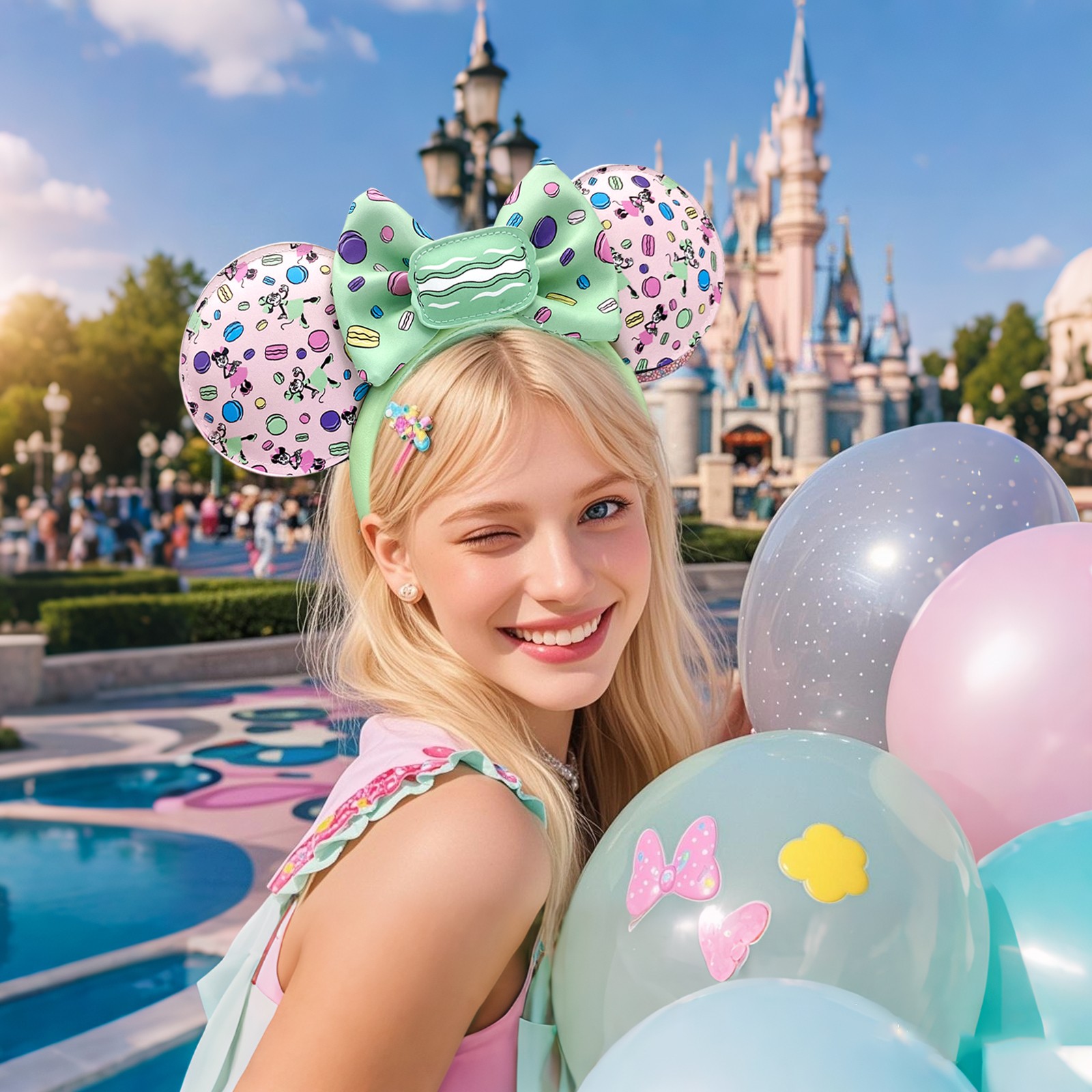 2025 Disney-Parks Sweet Macaron Dreams Bow Minnie Mouse Ears Headband US Stock