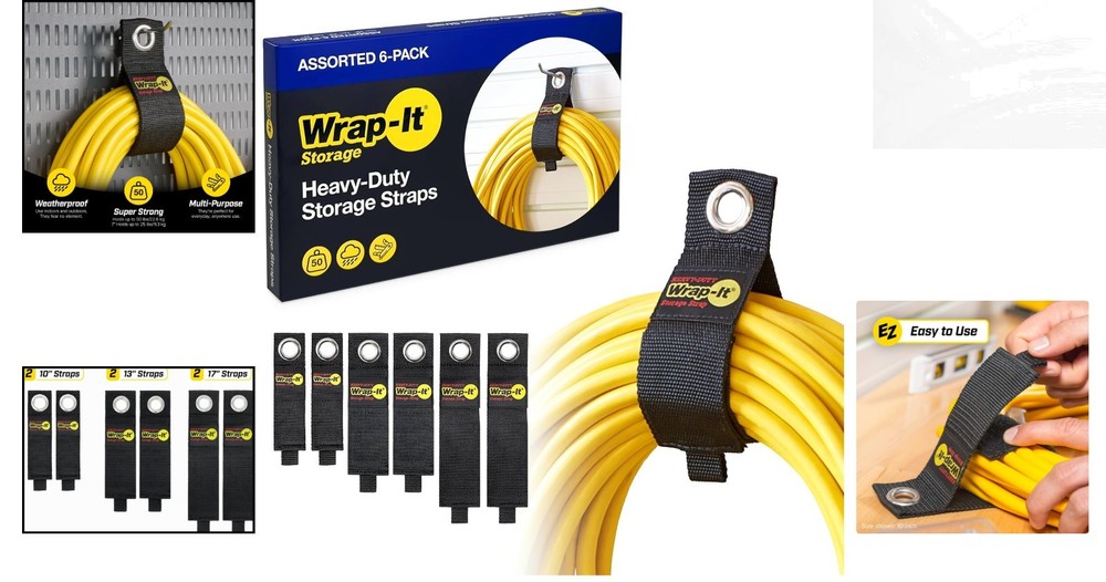Powerful 6-Pack Heavy-Duty Black Straps - Secure Your Cords & Tools Effortlessly