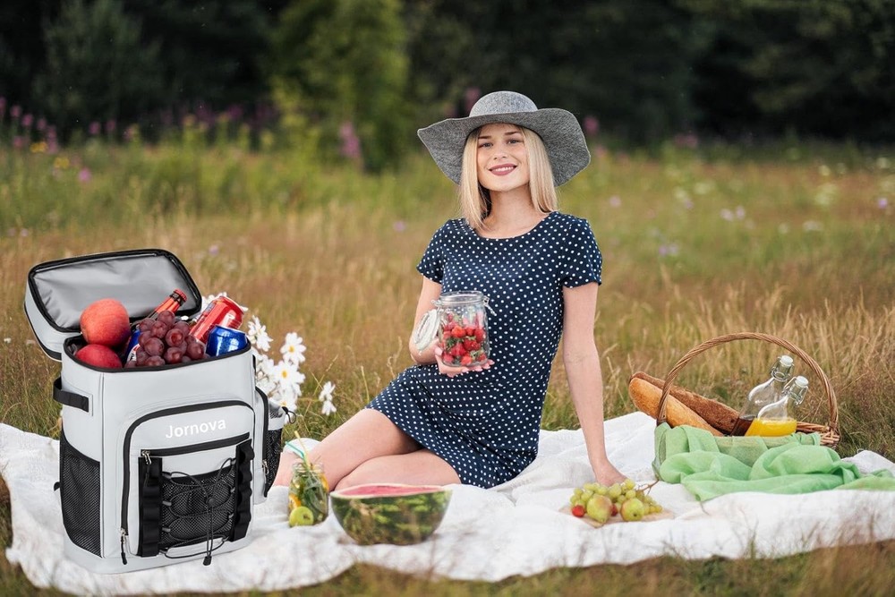 Insulated Cooler Backpack 40L Leakproof Backpack W/ Double Compartments Men