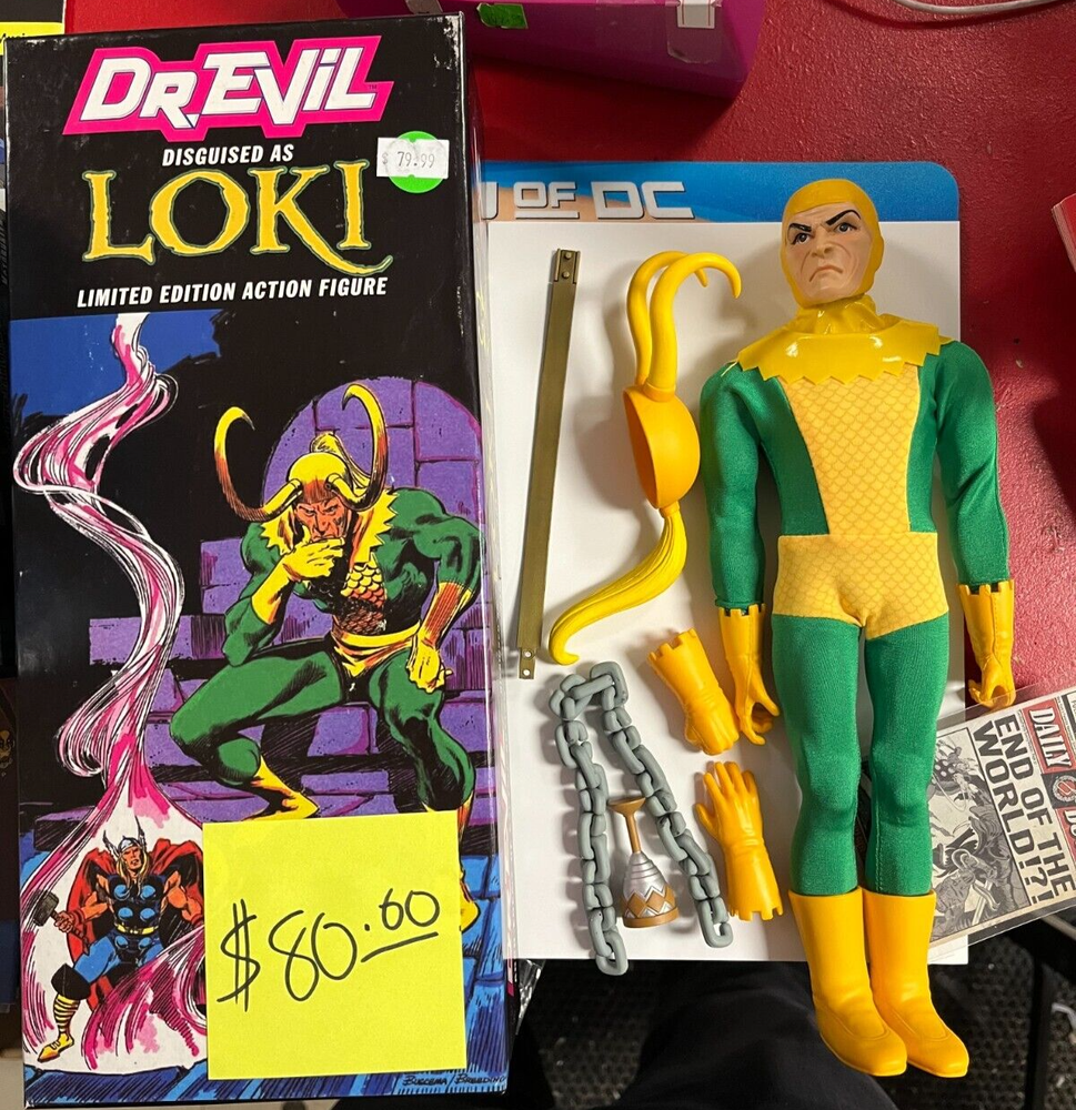 CAPTAIN ACTION DR EVIL AS LOKI ACTION FIGURE COMPLETE IN BOX MARVEL COMICS