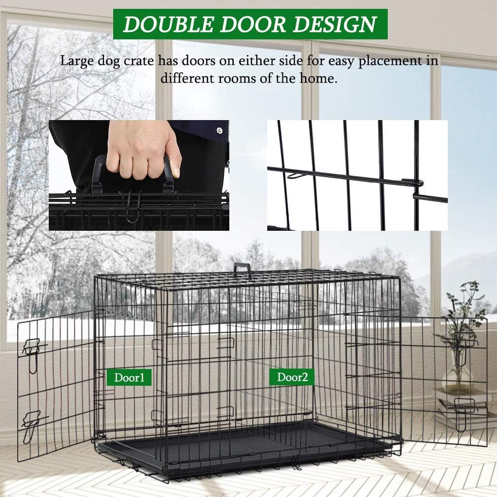 24,30,36,42,48" Dog Crates for Large Dogs Folding Mental Wire Crates Dog Kennels