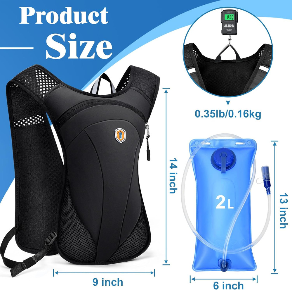 Hydration Backpack with 2L Water Bladder Bag, Lightweight and Breathable Running