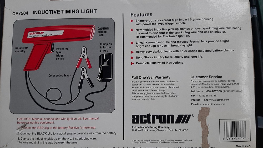 Actron Inductive Timing Light NOS Never used in original box