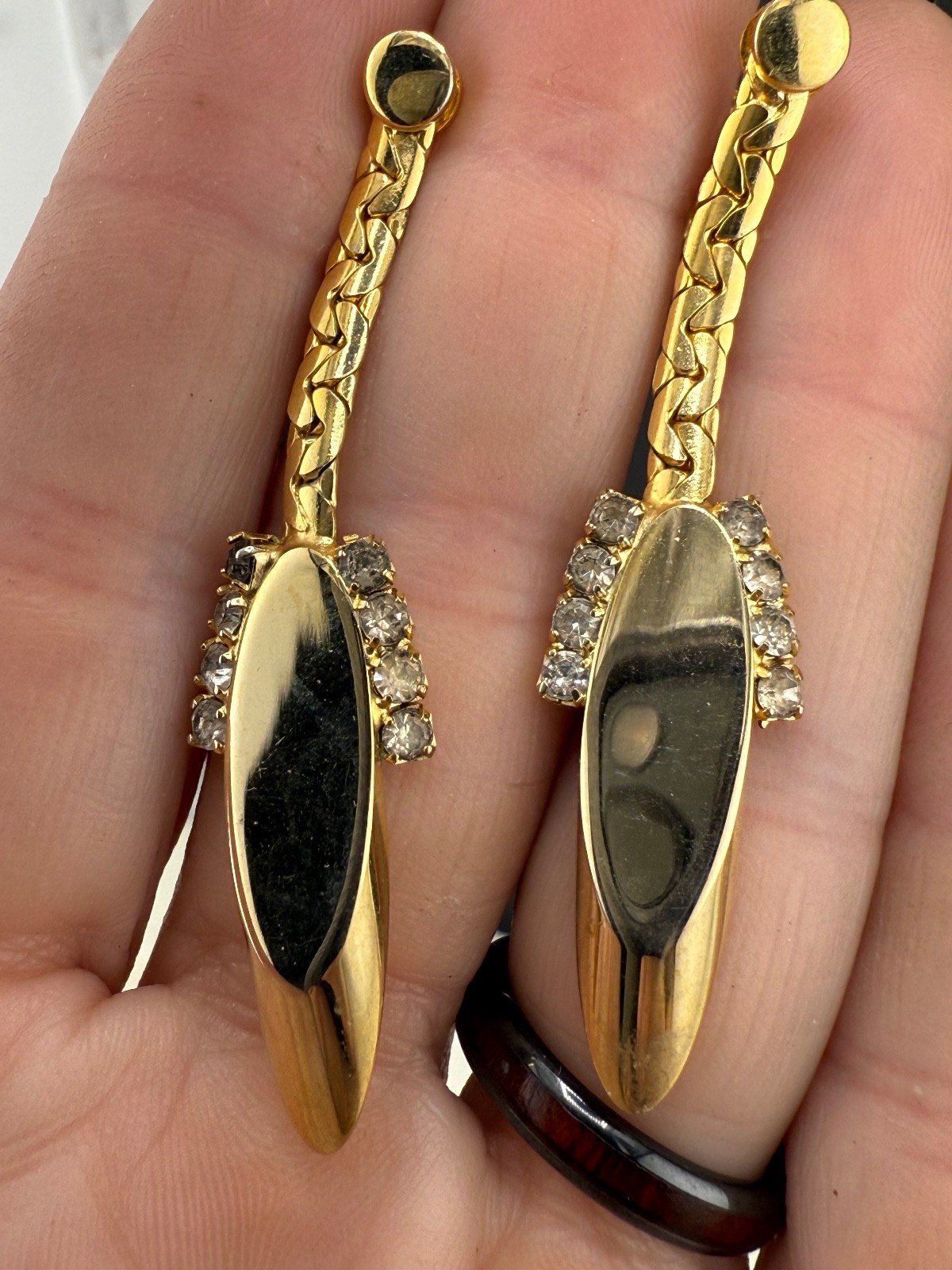 Vintage Park Lane Necklace Earring Set Clip Ons Gold Tone Rhinestone 17”