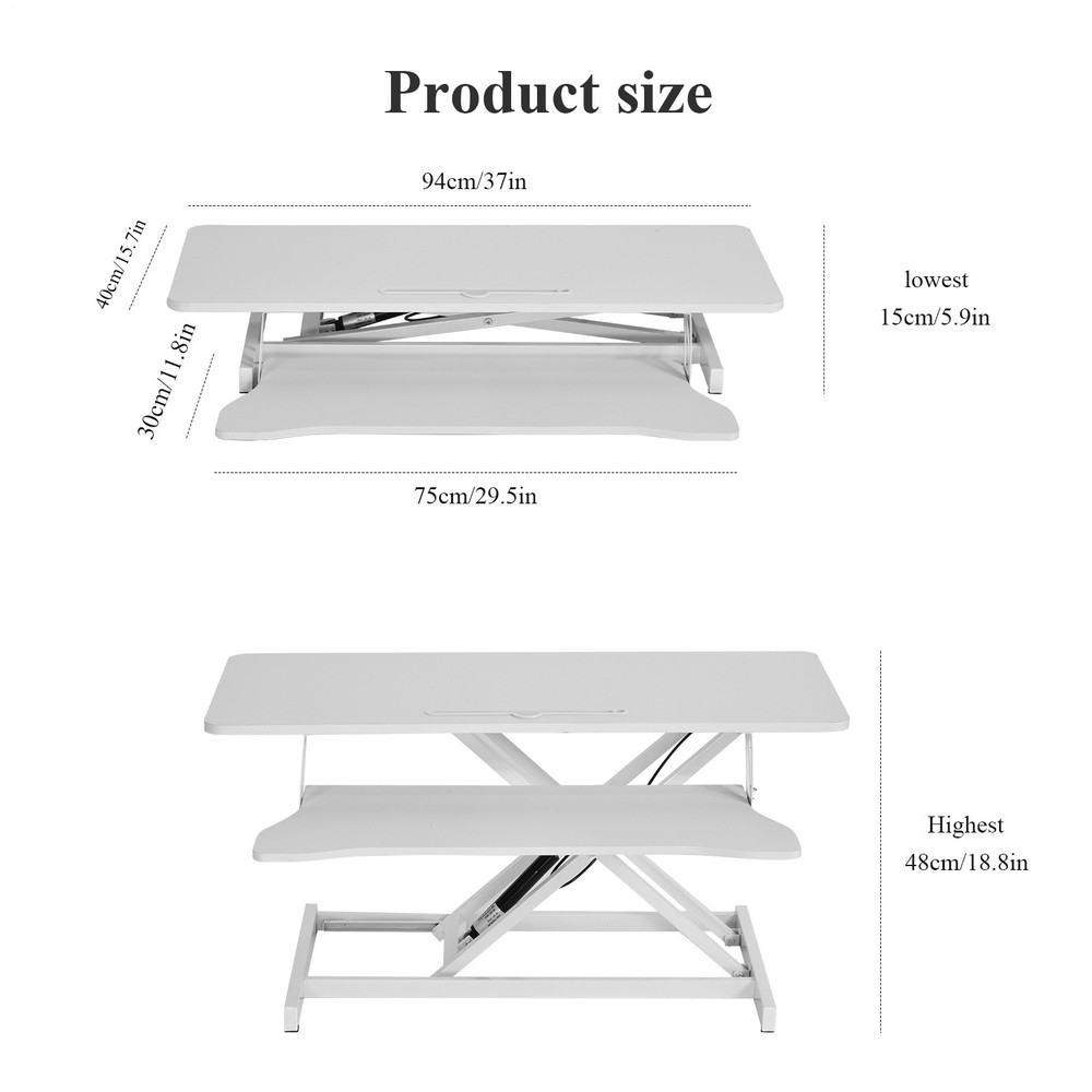 37" Home Office Desk Riser Adjustable Standing Desk Converter Adjustable