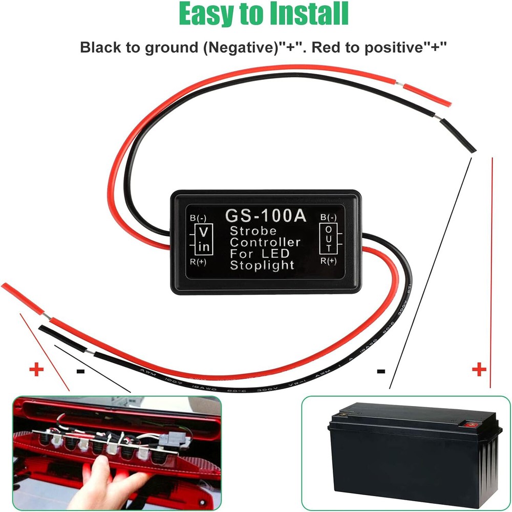 2x Flash Strobe Controller Flasher Module for LED Brake Light Tail Stop Light