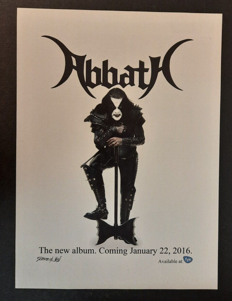 ABBATH "Abbath" Debut Album Immortal black metal ~ Magazine Print/Promo Ad 2016