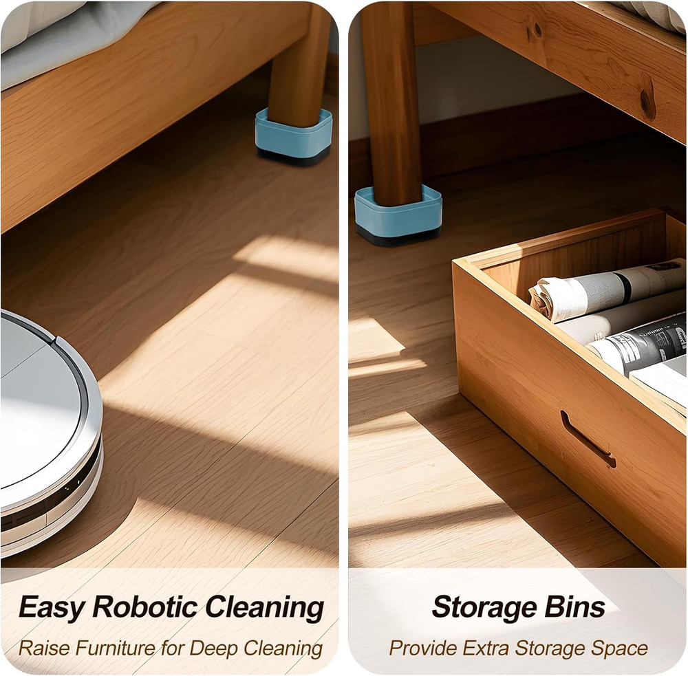 8 Pack Furniture Risers, Adjustable Bed Risers Heavy Duty Stackable Bed Raisers