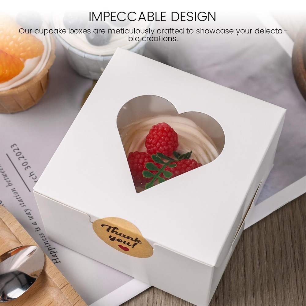 20PCS Small Cookie Boxes 4x4x2.5 Mini Bakery Boxes with Window for Desserts