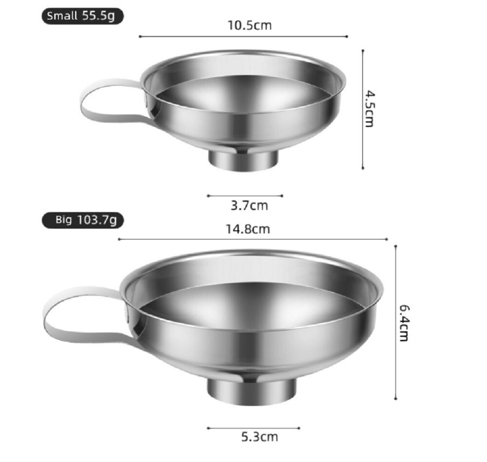 2-Piece Stainless Steel Canning Funnel Set for Mason Jars - Wide Mouth Funnel