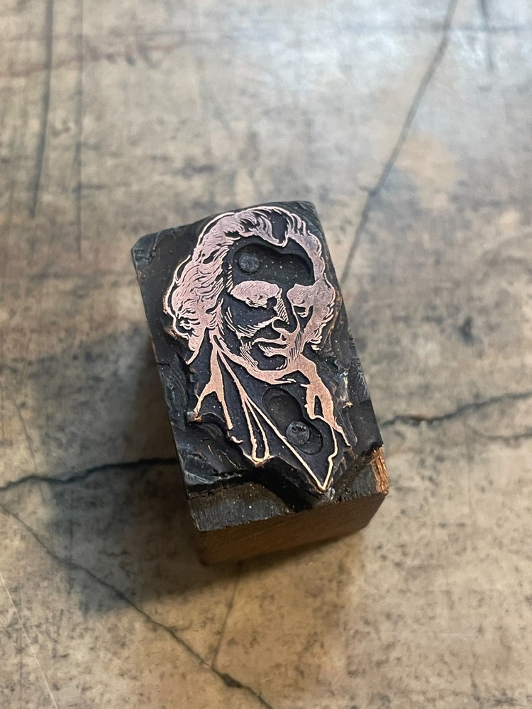 Printing Letterpress Printers Block Copper Founder Thomas Jefferson? (783)