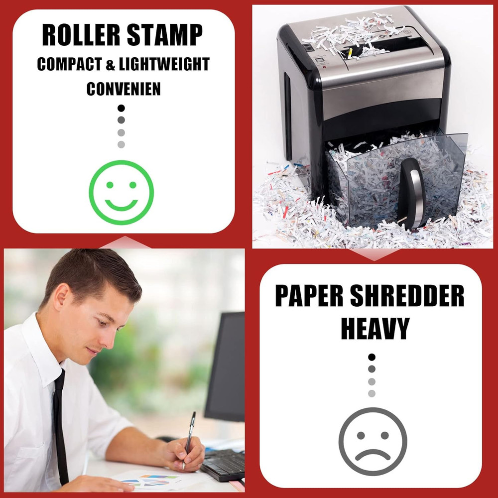 2 Pack Identity Protection Roller Stamp with 4 Pack Refill Ink for Data Security