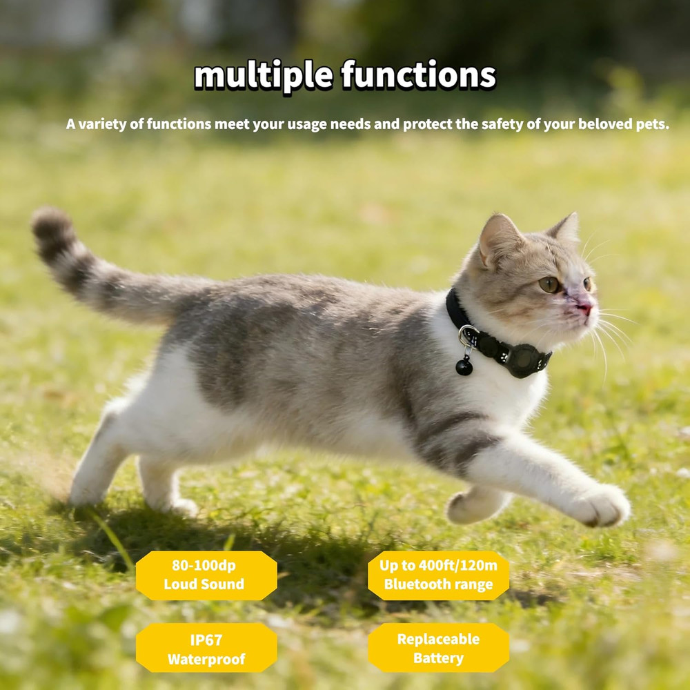 GPS Collar for Cats，Pet Tracker (Android Only) Smart Tag,Waterproof Compatible w