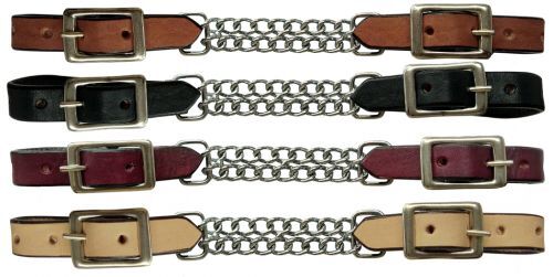 CURB CHAIN Horse Size Leather Curb with Double Chain Adjustable 7.5" - 9.5"