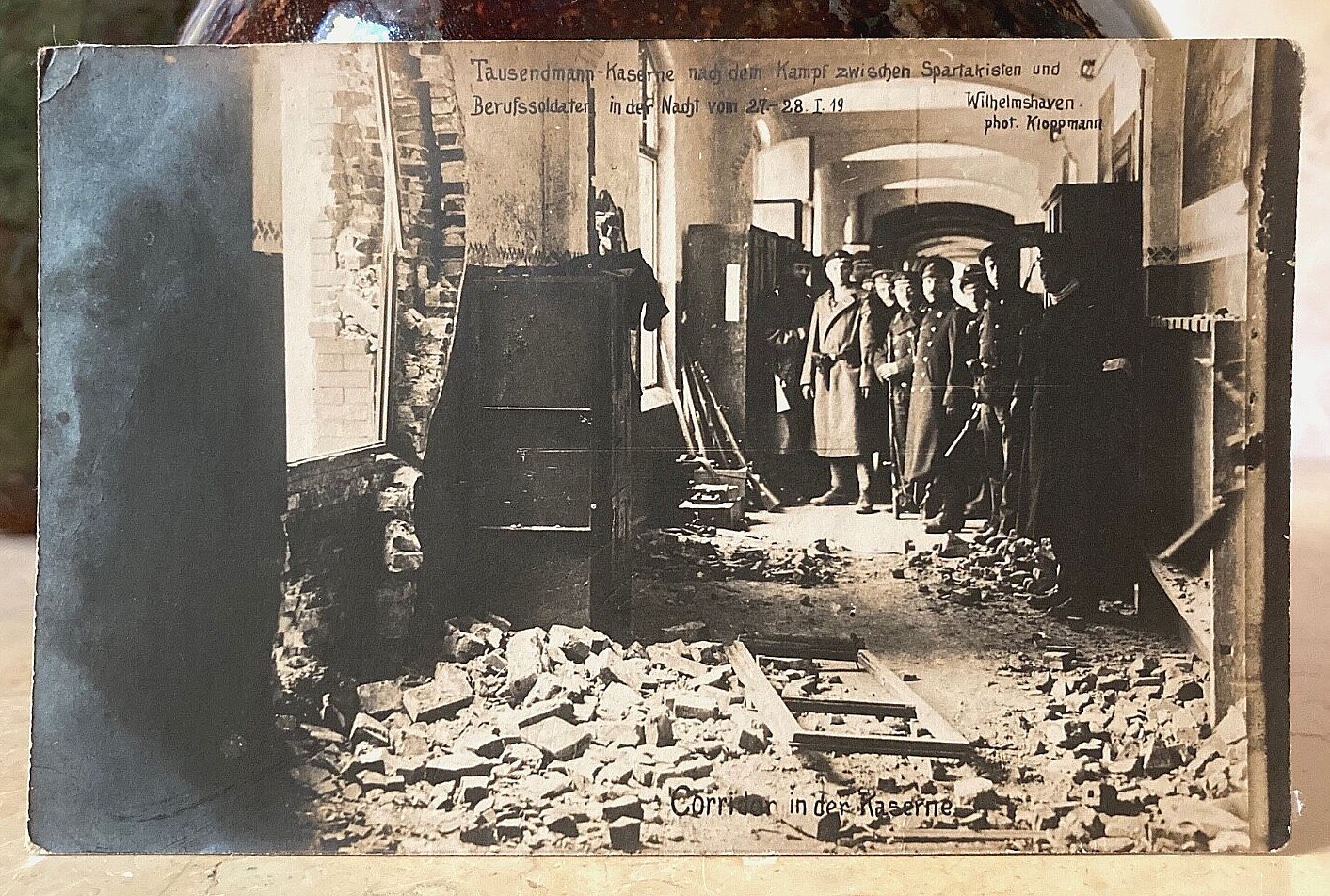 POST-WWI GERMAN FREIKORPS BATTLE of THOUSAND MAN BARRACKS PHOTO POSTCARD RPPC.