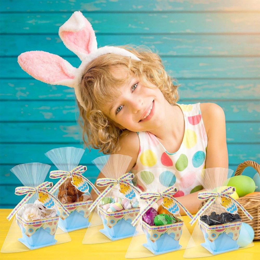 36 Set Plastic Easter Gift Baskets Empty Small Party Favor Boxes with Trays, ...