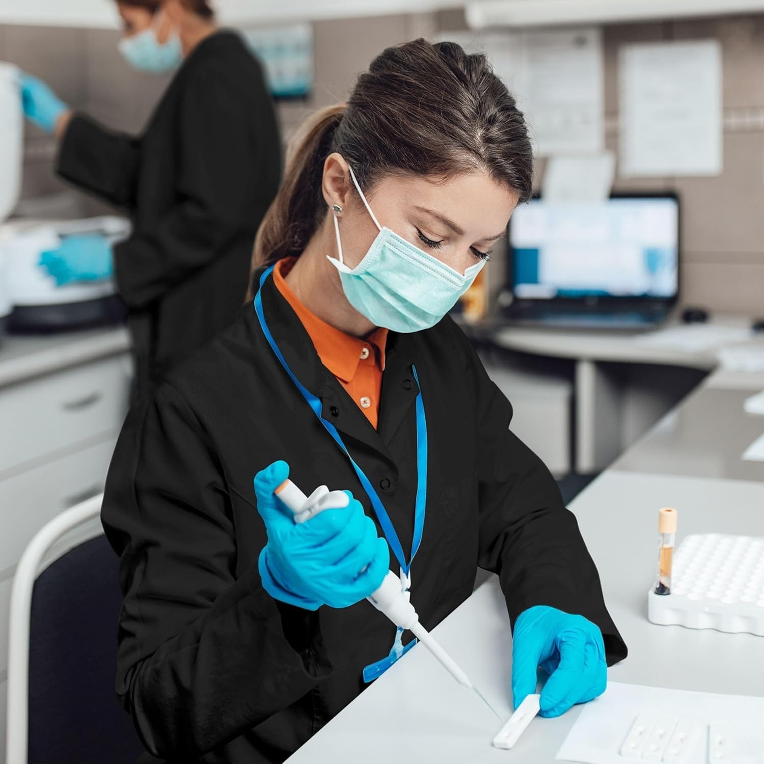 Professional White Lab Coat for Women, Long Sleeve Medical Coat