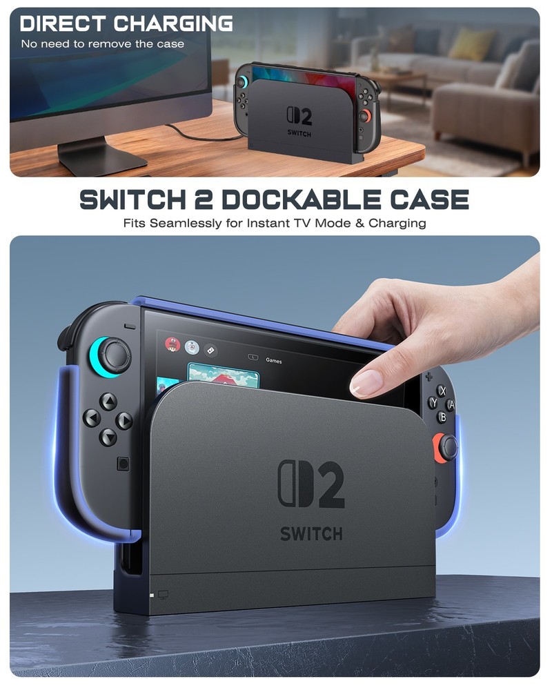 for Nintendo Switch 2 2025 Console Ergonomic Grip Dockable Protective Case