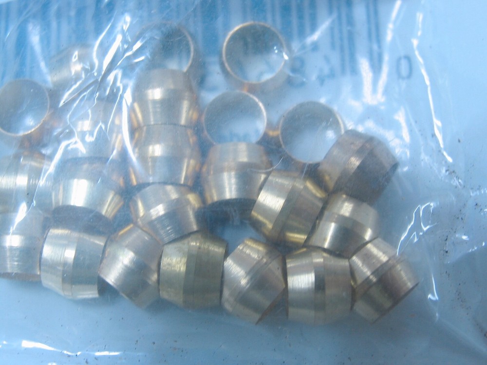 One Pack/25 Brass Compression Sleeves ( WATTS #A-2C) for 1/4" OD