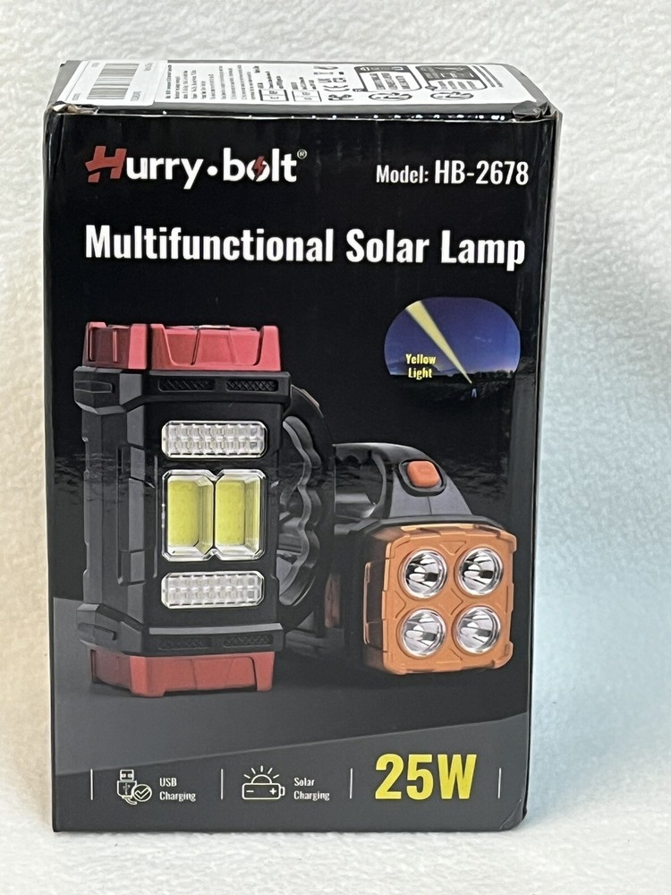 MULTIFUNCTIONAL SOLAR CHARGING LAMP 25W USB CHARGE WORK LIGHT FLASHLIGHT NIB RED