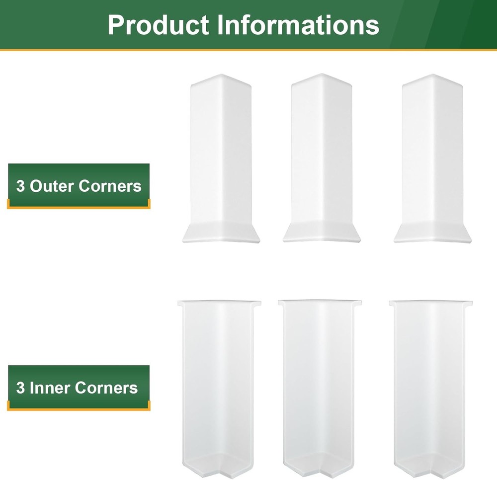Self-Adhesive 4" Baseboard Corner Blocks - 3 Inside & 3 Outside Kits
