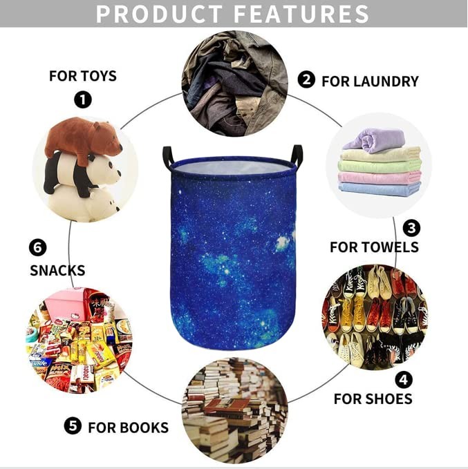 HUAYEE Round Laundry Hamper Storage Basket Fabric Material Storage Hamper Org...
