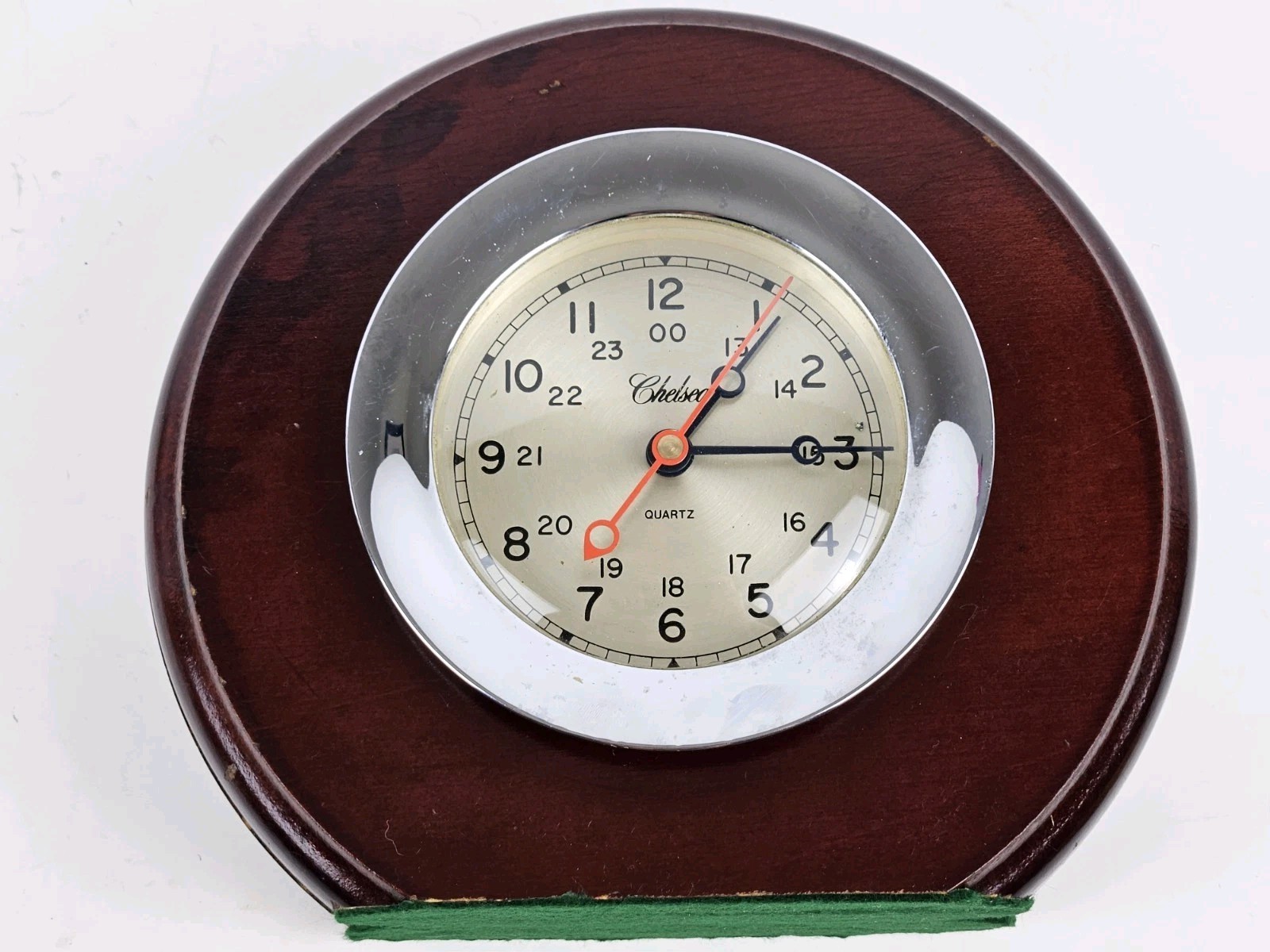 Vintage Working CHELSEA Clock Co. Nautical Ship Mantel Clock with Wood Case